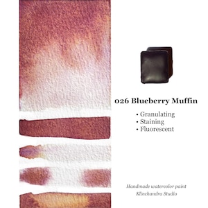 Handmade Watercolor paint, Art supplies, 026 Blueberry Muffin, Fluorescent Violet, Iron Yellow paint, artist paint, watercolor