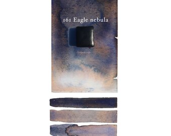 HANDMADE WATERCOLOR PAINT, full pan, half pan 161 Eagle N. Dark blue with orange hue, shimmering paint, art supplies