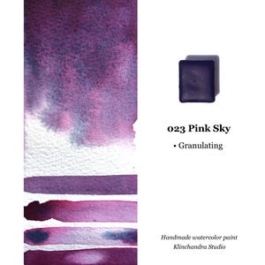 手作り水彩絵の具、023 ピンクの空、Q.紫とターコイズブルーの粒状、画材、水彩絵の具