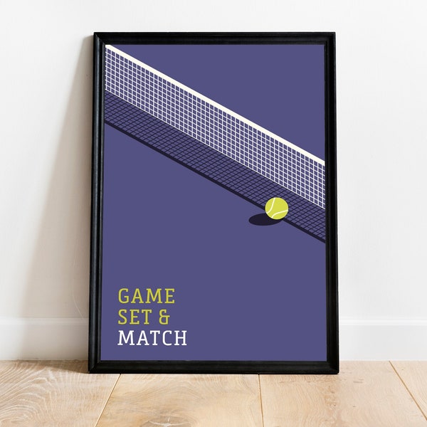 Tennis Poster A4, Tennisplatz minimalistisch, Tennisball, Colorful, Tennisfans, Geschenk für Tennisspieler