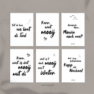 Postkarten 6er Set - Plattdeutsche Sprüche / Plattdeutsche Redewendungen / wat mooij / nich lang schnacken / möwie noch een / set di hen
