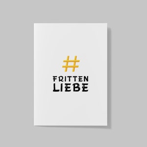 Postkarte #FRITTENLIEBE / Pommes, Pommesregen, Pommeskarte, Frittenfreitag, Pommesliebhaber, Fritten, Fries