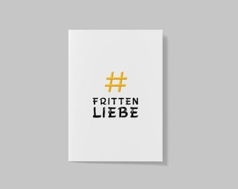 Carte postale #FRITTENLIEBE / Frites, Pluie de frites, Carte de frites, Frites du vendredi, Amateur de frites, Frites, Frites