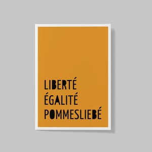 Postkarte "Liberté, Ègalité, Pommesliebé" / Pommes, Pommesregen, Pommeskarte, Frittenfreitag, Pommesliebhaber, Fritten, Fries, Liebe