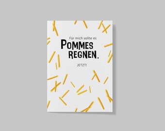 Carte postale frites, pluie de frites, carte frites, frites vendredi, amateur de frites, carte d'anniversaire, frites, frites