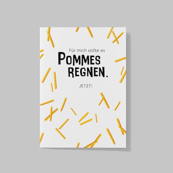 Postkarte Pommes, Pommesregen, Pommeskarte, Frittenfreitag, Pommesliebhaber, Geburtstagskarte, Fritten, Fries