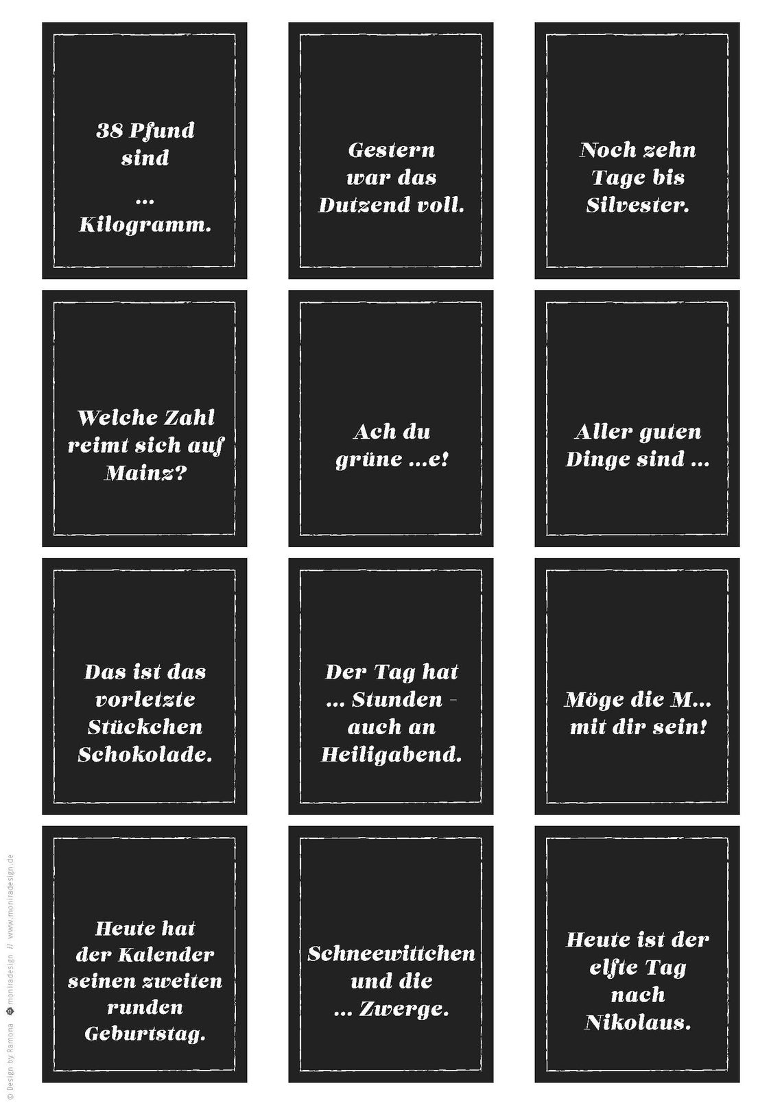 Adventskalender Zahlenrätsel 24 Rätsel Schwarz-Weiß modern | Etsy