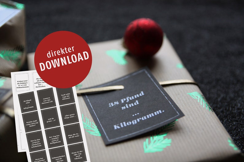 Adventskalender Zahlenrätsel 24 Rätsel Schwarz-Weiß - Etsy