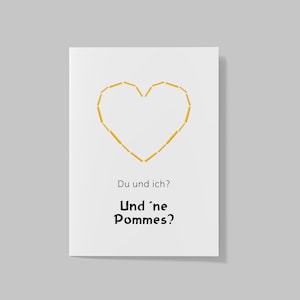 Postkarte "Du und ich? Und ne Pommes?" / Pommes, Pommesregen, Pommeskarte, Frittenfreitag, Pommesliebhaber, Fritten, Fries, Liebe