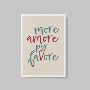 Postkarte "more amore per favore"  / Liebe, Leben, Freundschaft, Toleranz