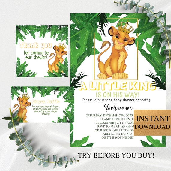 Lion King Baby Shower Invitation Digital Invite Instant Etsy Uk