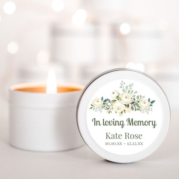 White flower In loving memory CANDLE | personalised candle | reset in peace candle | memorial candle | personalise message memorial gift