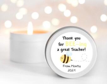 THANK YOU CANDLES | Scented soy candle | Petite 2oz Tins | Teacher gift | Thank you | Personalized