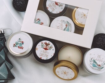 Christmas Candle gift box x4 scented soy candles | teachers gifts | gifts for her | thank you candles | scented candles | secret santa ideas