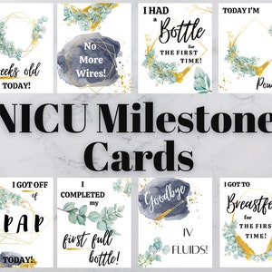 NICU Milestone Cards, nicu baby gift, nicu mom gift, gender neutral premie baby girl or boy, preemie milestone nicu parent gifts, crib cards