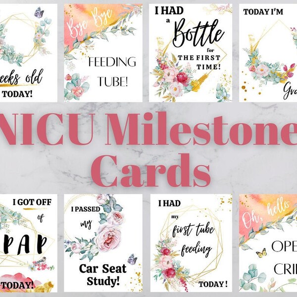 Baby Girl Nicu Milestone Cards Etsy