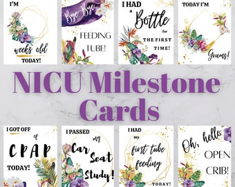 NICU Milestone Cards, NICU baby gift, premie baby girl gift, nicu mom gift, premie parents, preemie girl, NICU parent gifts, coming home