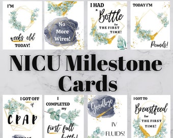 NICU Milestone Cards, nicu baby gift, nicu mom gift, gender neutral premie baby girl or boy, preemie milestone nicu parent gifts, crib cards
