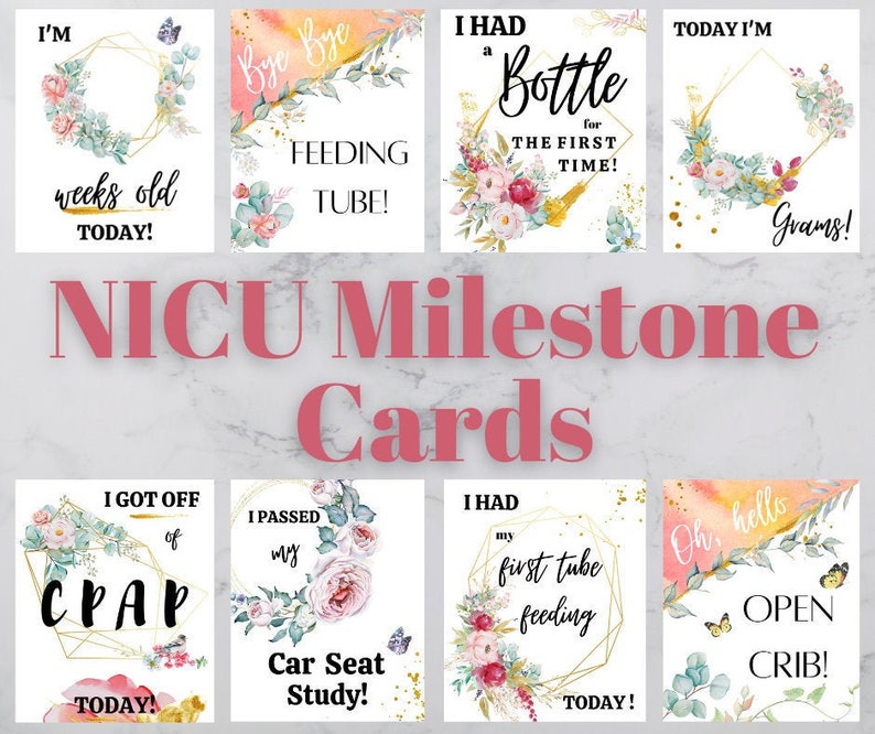NICU Milestone Cards NICU Baby Gift Premie Baby Girl Gift Etsy