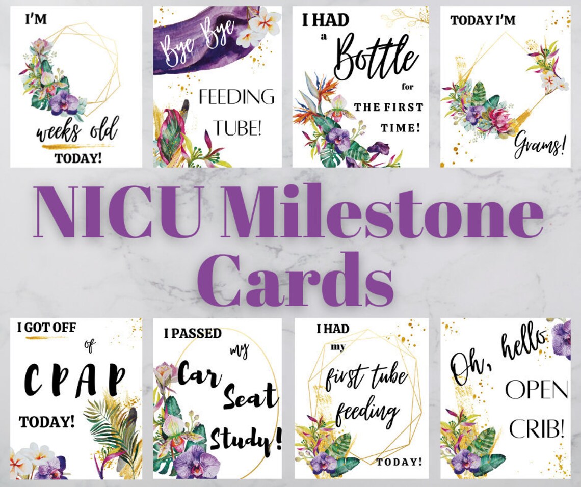 NICU Milestone Cards NICU Baby Gift Premie Baby Girl Gift Etsy