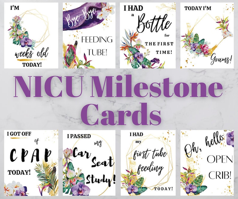 NICU Milestone Cards NICU Baby Gift Premie Baby Girl Gift Etsy