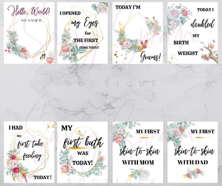 NICU Milestone Cards NICU Baby Gift Premie Baby Girl Gift - Etsy