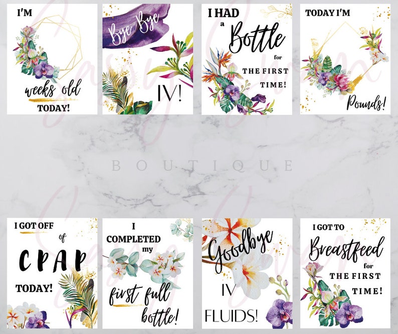 NICU Milestone Cards NICU Baby Gift Premie Baby Girl Gift Etsy