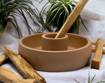 Concrete Smudge Bowl for Sage, Palo Santo, Candle Holder - black