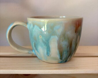 Handmade Wheelthrown Ceramic Mug – Unique Glaze Coffee Tea Cup
