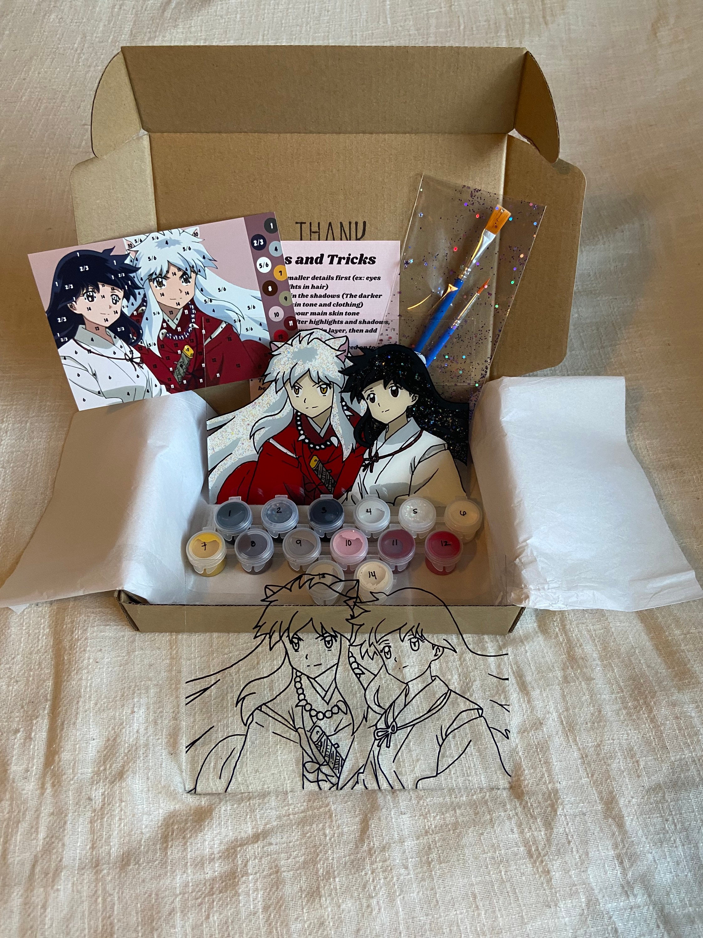 Inuyasha and Kagome Glass Paint By Number Kit