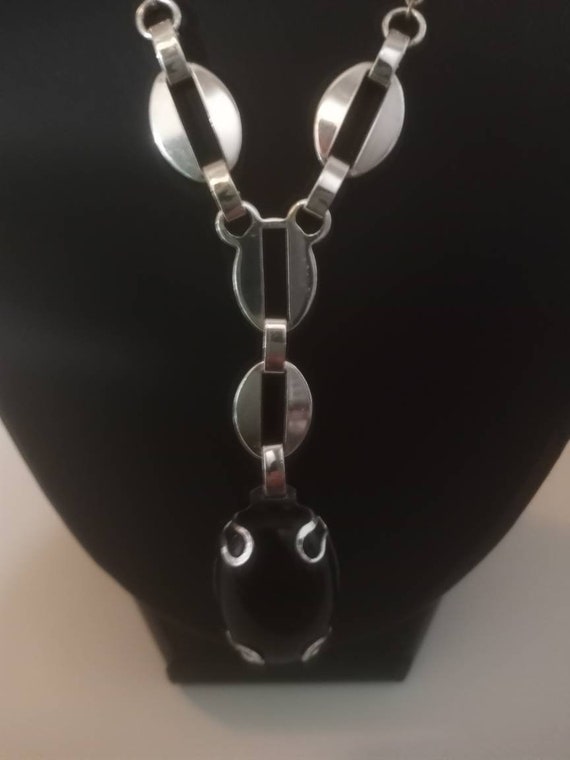 Square Black and Silver Necklace, Like New. - image 1