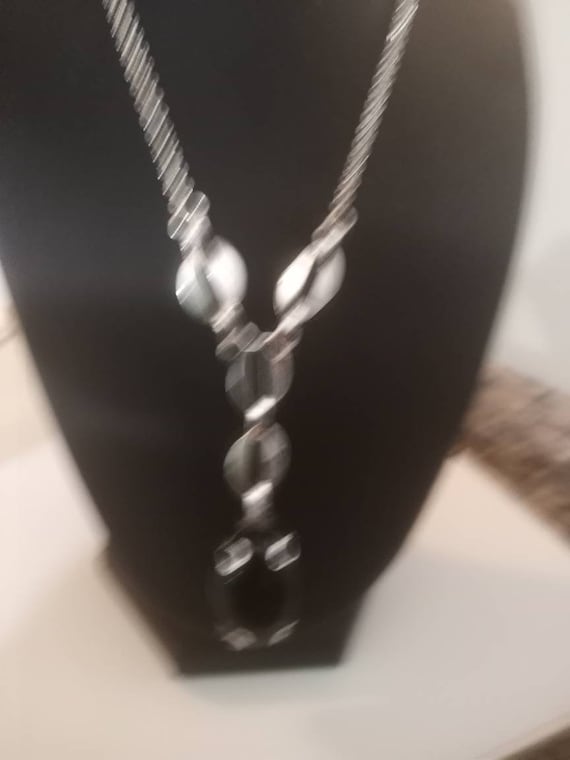 Square Black and Silver Necklace, Like New. - image 3