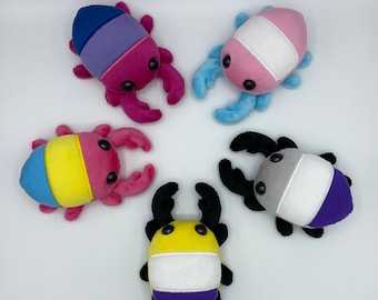 Adorable Colorful Striped Stag Beetle Plush Made to Order