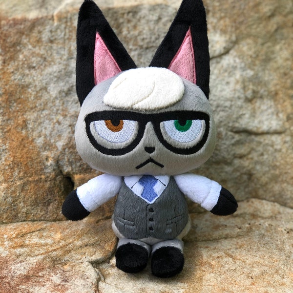 PREORDER Custom Smug Business cat plush handmade grey suit cute kawaii kitty