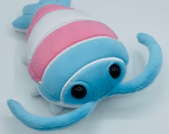 Adorable Colorful Blue Pink White Isopod Plush Made to Order Cute Bug