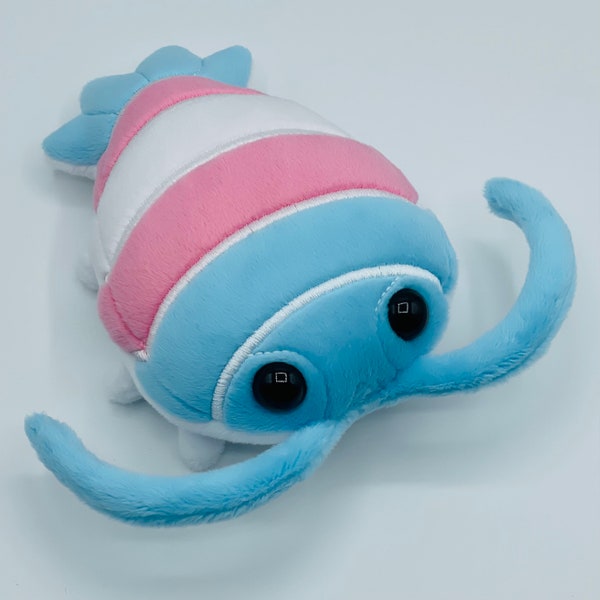 Adorable Colorful Blue Pink White Isopod Plush Made to Order Cute Bug