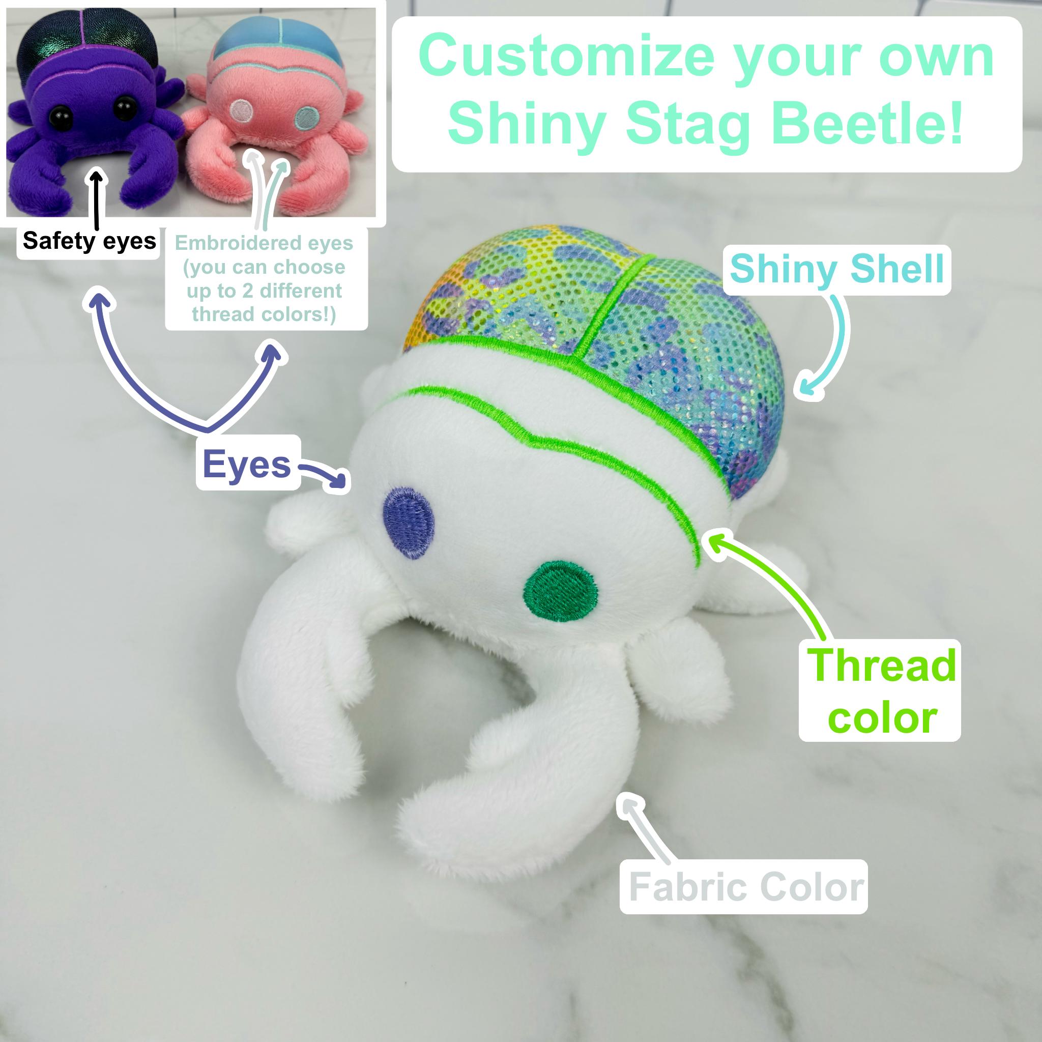 Insect Teddy Shiny Shell Stag Beetle Plush – Handmade Minky Bug Plushie, Colorful ...