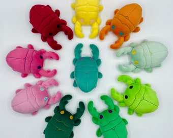 MINI PLUSH Squeaky Colorful Minky Stag Beetle plush magnetic adorable cute tiny bug plush