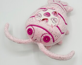 Adorable Colorful Patchwork Valentine’s Day Pink Glitter Heart Isopod Plush Cute Love Bug