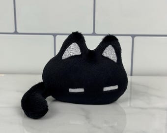 Mini Omori Mewo Plush – Unofficial Fanart Black Cat Plushie, Tiny Handmade Kitten Toy, Cute Small Collectible Gift