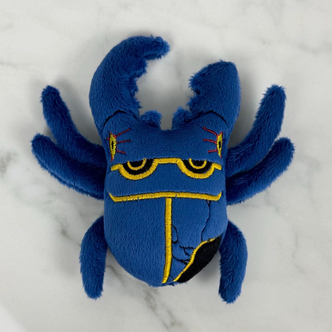 Custom Stag Beetle Plush – Dark Blue Gold Black Magnetic Minky Insect ...