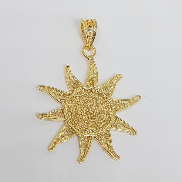 Plein soleil - Pendentif en filigrane argent plaqué or