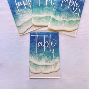 Ocean Theme Wedding Table Numbers, Resin Ocean Wave Party Table, Custom Wedding Decor, Coastal Wedding Table