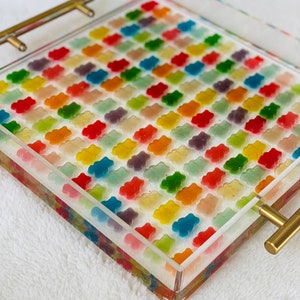 Gummy Bear Candy Tray, Colorful Serving Tray, Coffee Table Tray, Candy Party Supplies, Fun Colorful Unique Home Decor