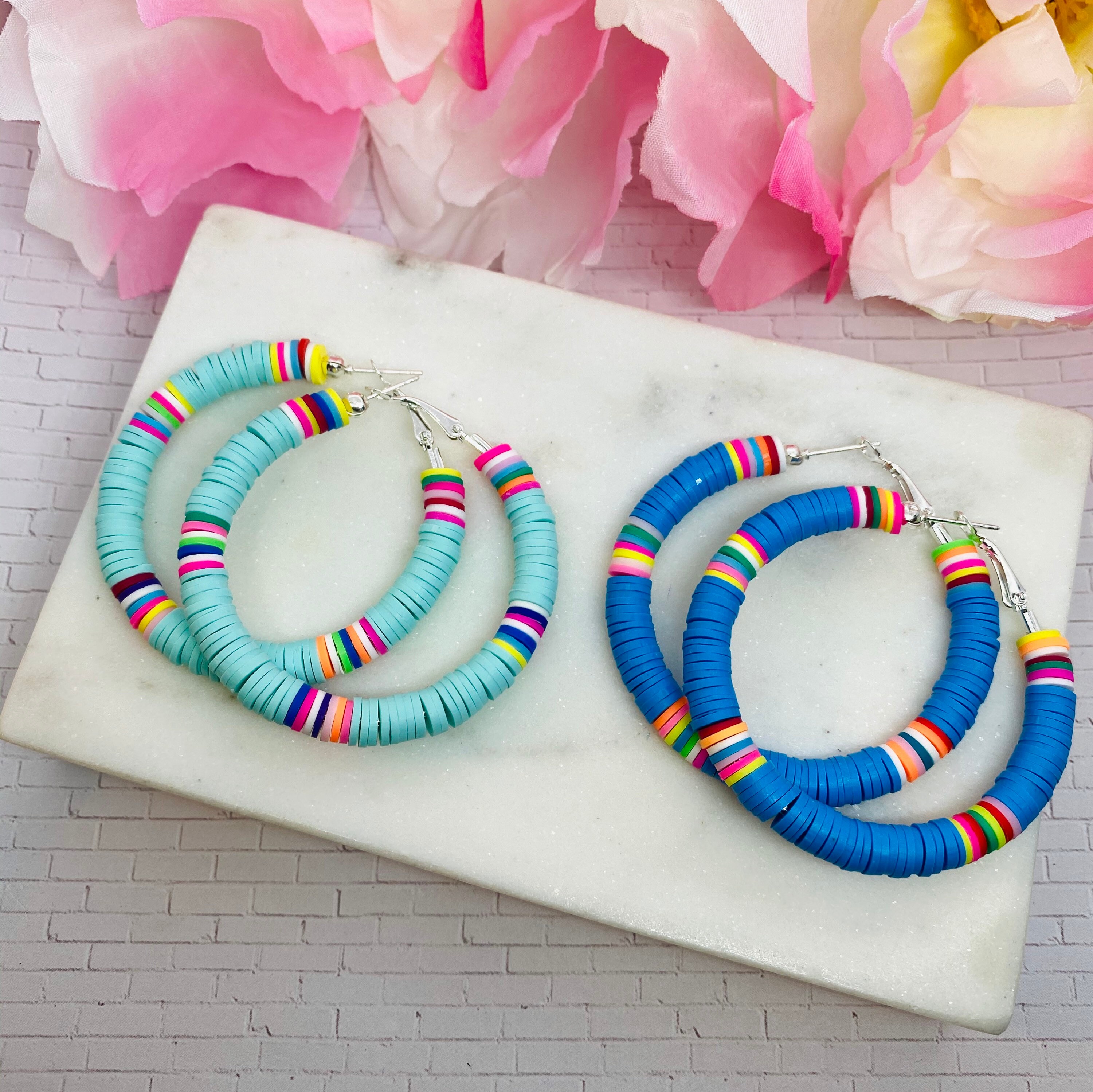 Colorful hoop earrings heishi bead earrings heishi jewelry Etsy