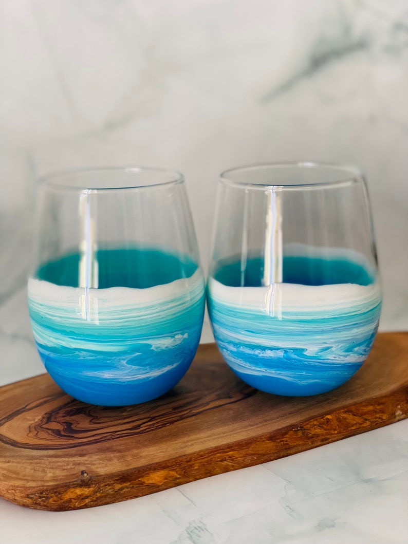 Ocean Theme Wine Glasses Beach Home Decor Custom Wine Etsy