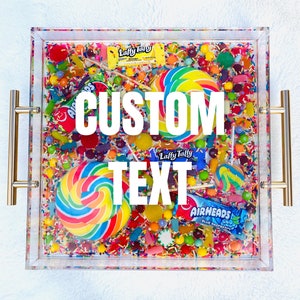 Custom Text Candy Tray, Colorful Serving Tray, Coffee Table Tray, Candy Party Supplies, Candy Land Birthday, Personalized Gift