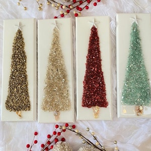 Glass Christmas Tree, Resin Coastal Christmas Tree, Beach Holiday Decor, Unique Minimal Holiday Gift
