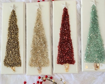 Glass Christmas Tree, Resin Coastal Christmas Tree, Beach Holiday Decor, Unique Minimal Holiday Gift