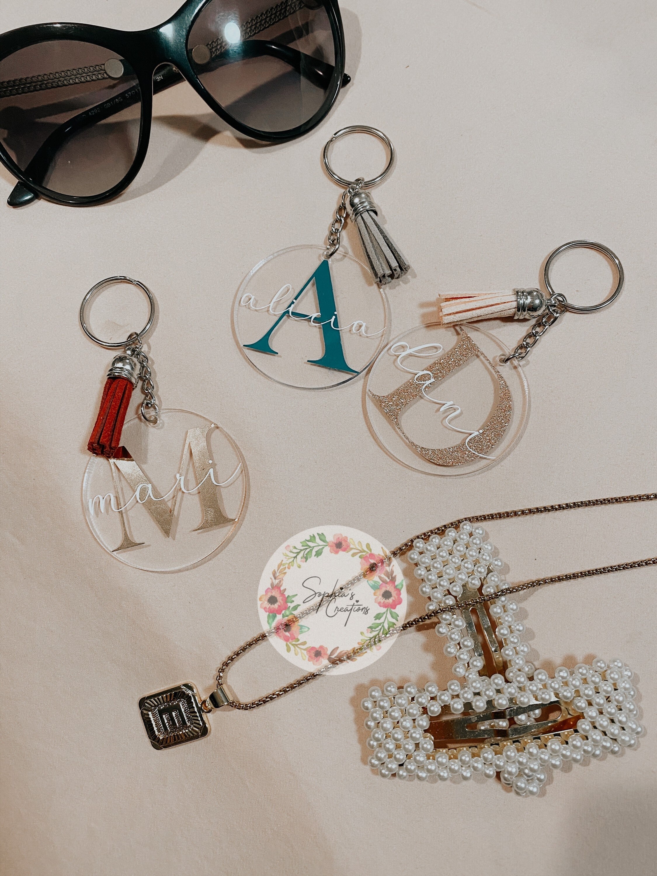 Initial Keychain Personalized Keychain Name Keychain Clear Etsy